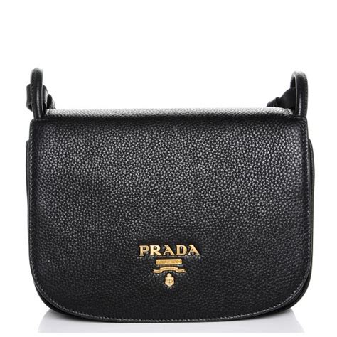 PRADA Vitello Daino Saddle Bag Black 190564 